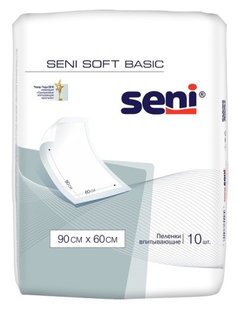 Пеленки одноразовые впитывающие Seni Basic Soft  90х60см.10 шт.