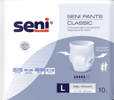 Впи­ты­ва­ю­щие тру­си­ки для взрос­лых Seni Pants Classic Large 10 шт