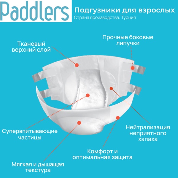 Подгузники для взрослых Paddlers Jumbo Pack Extra Large 30 шт.