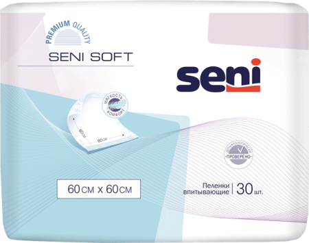 Пеленки одноразовые впитывающие Seni Soft 60х60см, 30 шт
