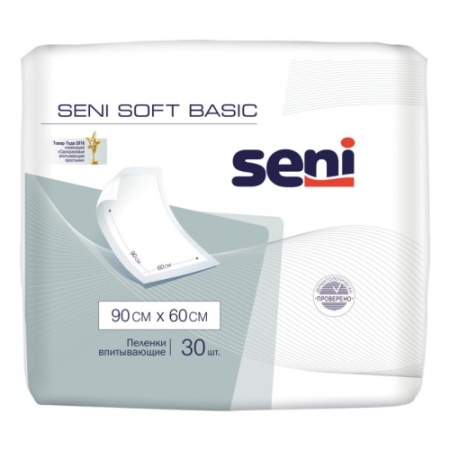 Пеленки одноразовые впитывающие Seni Basic Soft 90х60см, 30 шт