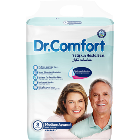 Подгузники для взрослых «Dr.Comfort» Adult Diaper Jumbo Medium 8 шт.
