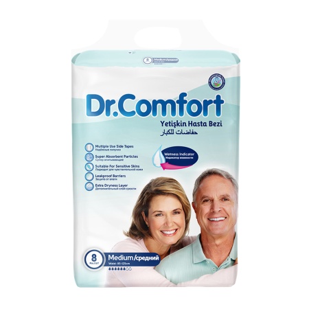 Подгузники для взрослых «Dr.Comfort» Adult Diaper Jumbo Medium 8 шт.
