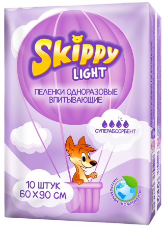 Пеленки впитывающие Skippy Light 60x90см, 10 шт